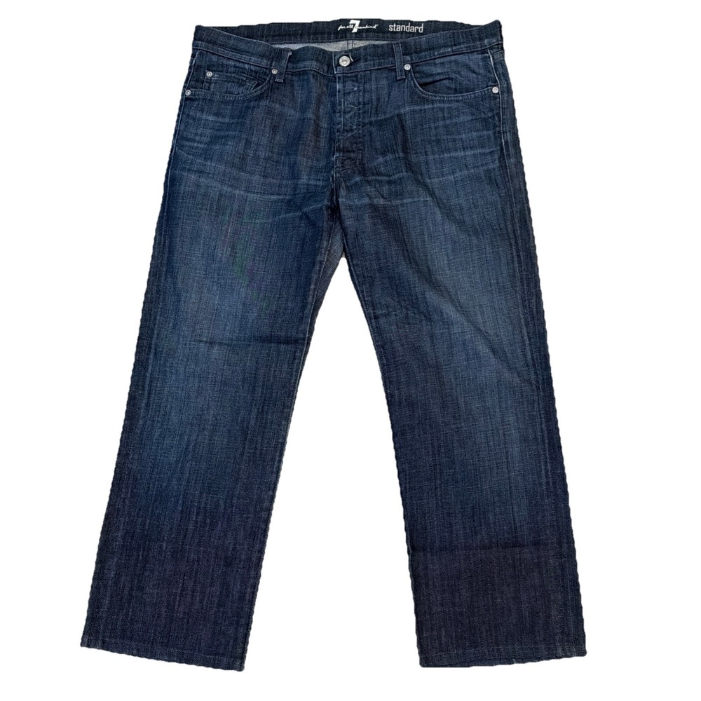 7 For All Mankind Jeans Mens 36x26 Standard Straight Button Fly Dark Wash Denim